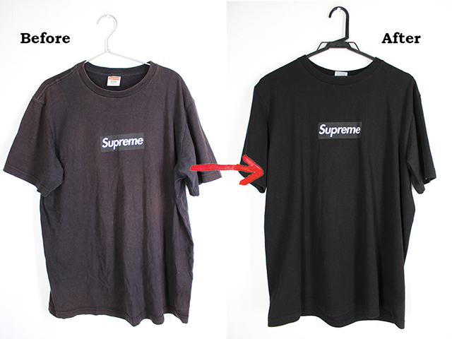 色あせたシュプリーム Supreme Tシャツの染め替え 染め直し事例 Re Color